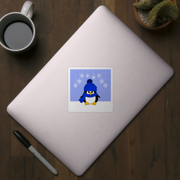 Krimbles Festive Christmas Royal Blue Snowflake Penguin by Krimbles